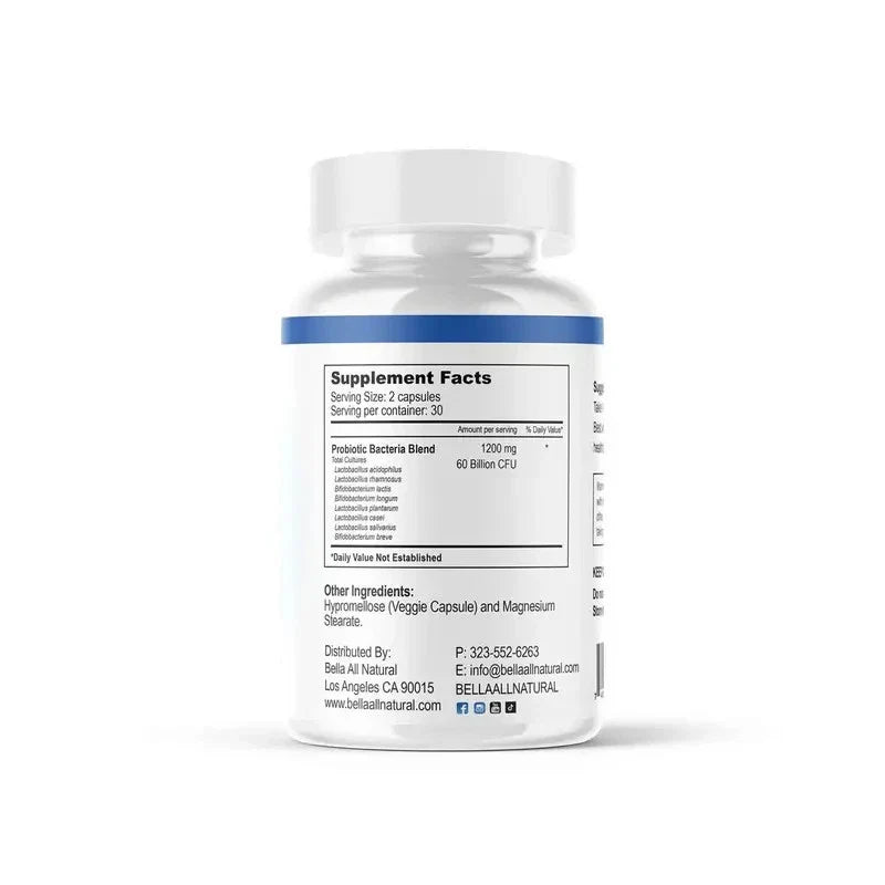 NEW Bella All Natural Probiotics MAX for Healthy Living- 60 Capsules