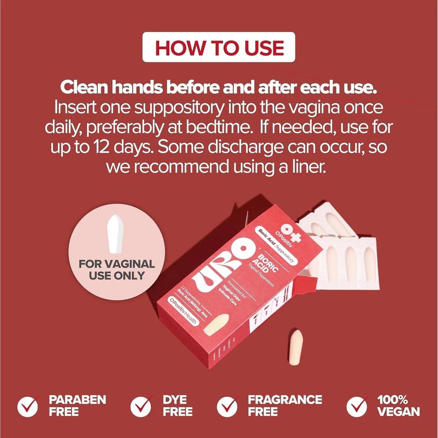 Boric Acid Vaginal Suppository – with Lactic Acid, and Aloe for Fast Relief