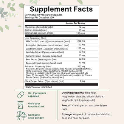 Micro Ingredients Liver Advanced+, 240 Veggie Capsules, 20-in-1 Advanced Support Complex