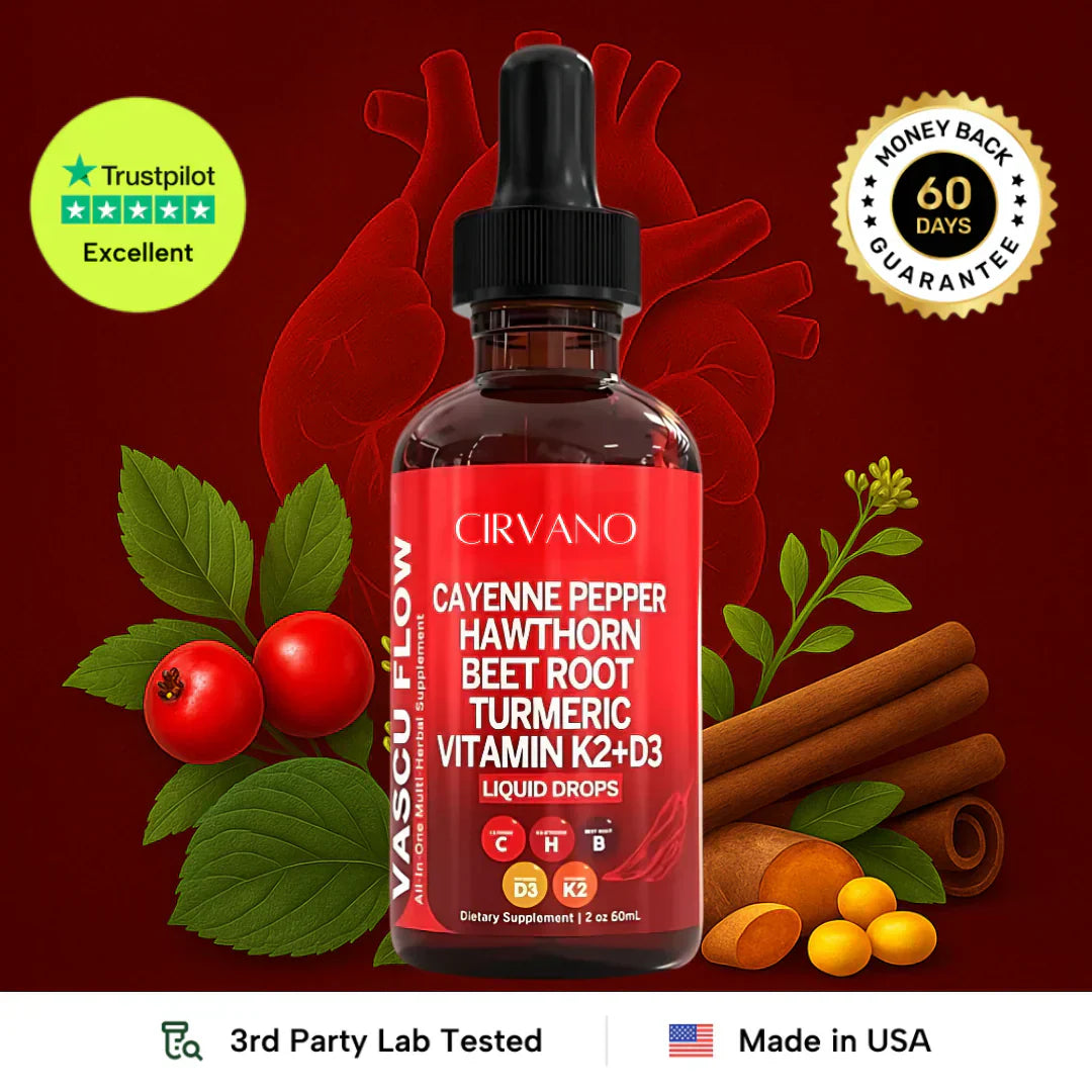 Cayenne Vascular Flow Liquid | Heart Health & Balanced Blood Pressure Support | Fast-Absorbing for Energy