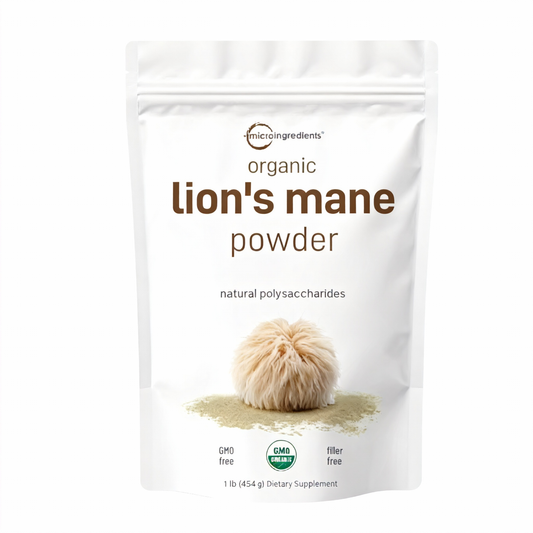 Organic Lion‘s Mane Mushroom Powder 50:1 Extract | 8oz US Grown Sustainable | Mental Clarity, Focus & Immune Support | Vegan