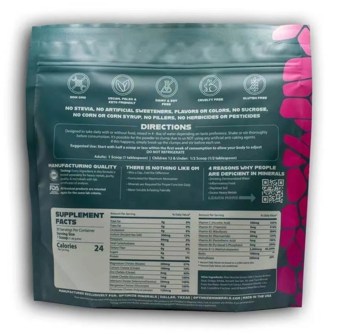 Optimize Minerals Multi - Mineral Daily Powder - Gluten Free, 30 Servings