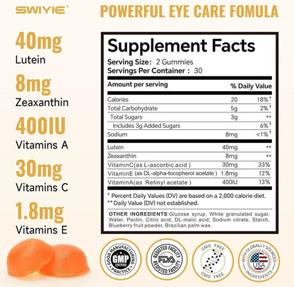 SWIYIE Lutein Gummies - Eye Health Support with Lutein & Zeaxanthin, 60 Gummies