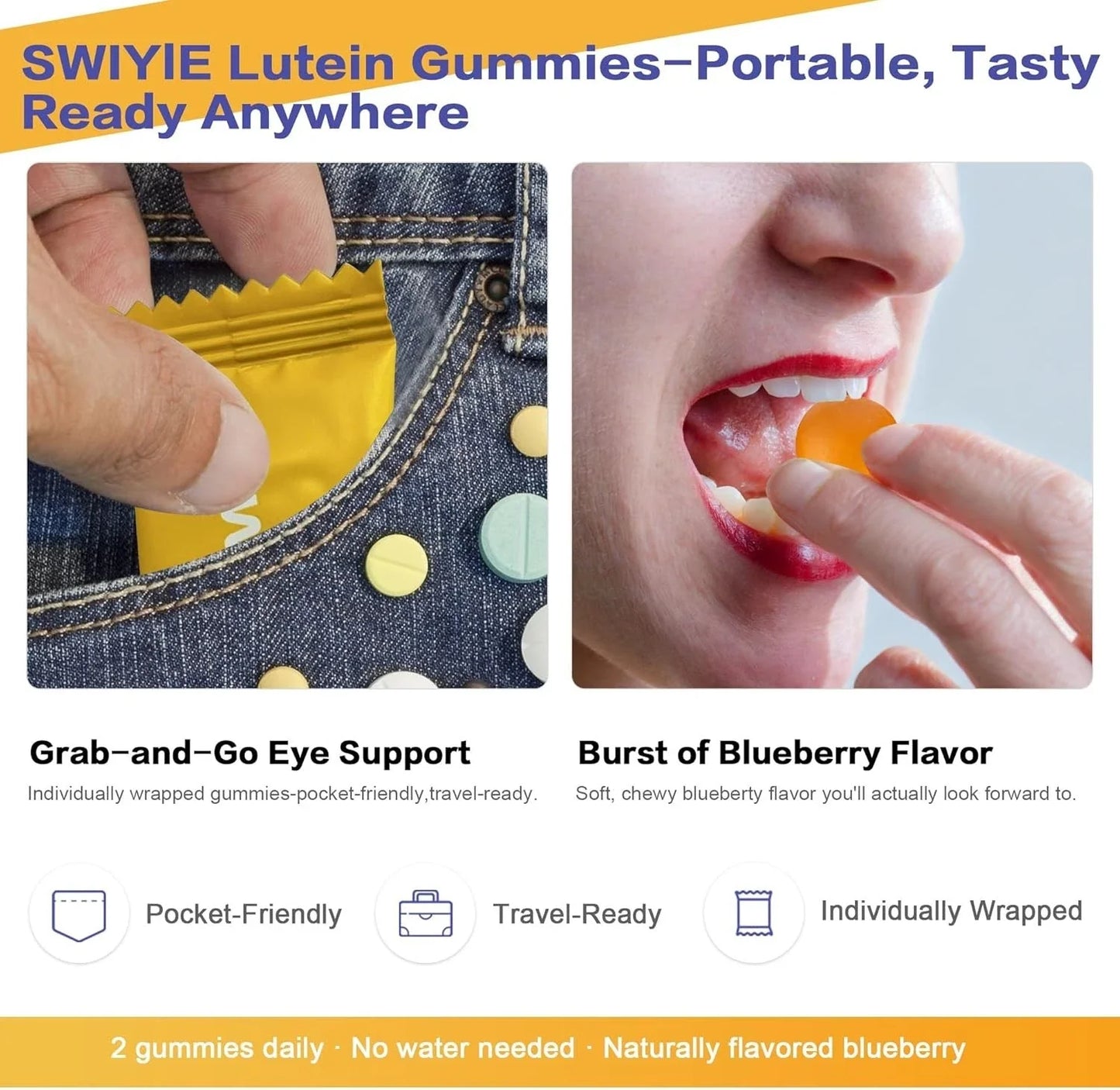 SWIYIE Lutein Gummies - Eye Health Support with Lutein & Zeaxanthin, 60 Gummies