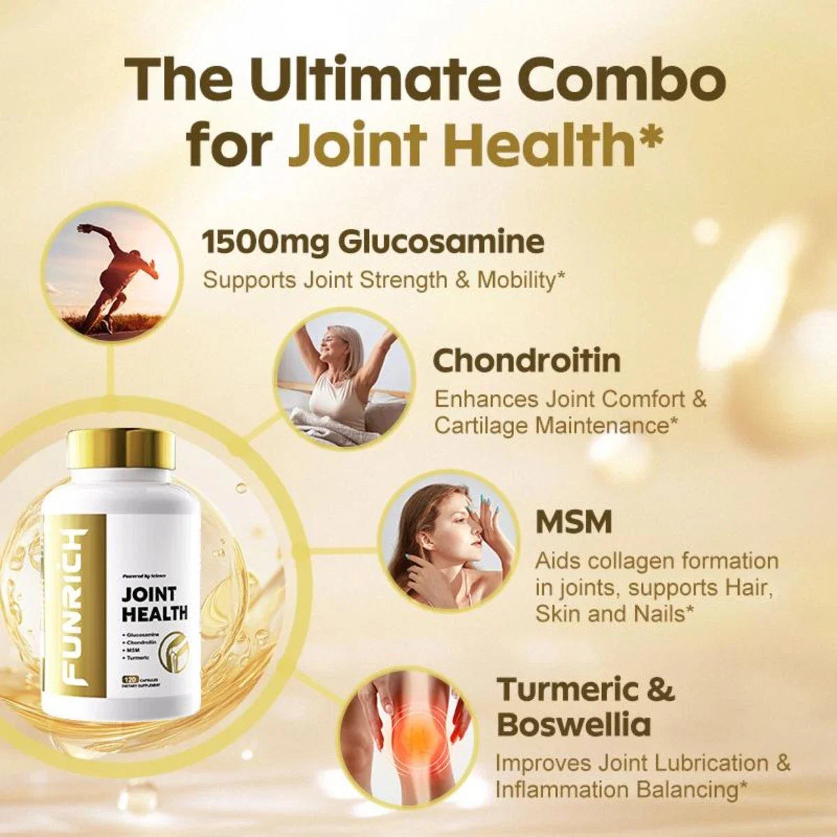 FUNRICH Joint Health Supplement – Glucosamine, Chondroitin, MSM & Turmeric