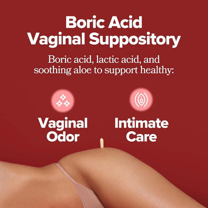 Boric Acid Vaginal Suppository – with Lactic Acid, and Aloe for Fast Relief