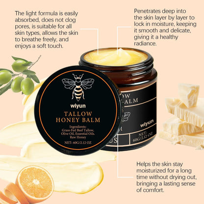 Terra Lotus Organic Beef Tallow Balm with Raw Honey Citrus Moisturizing Cream