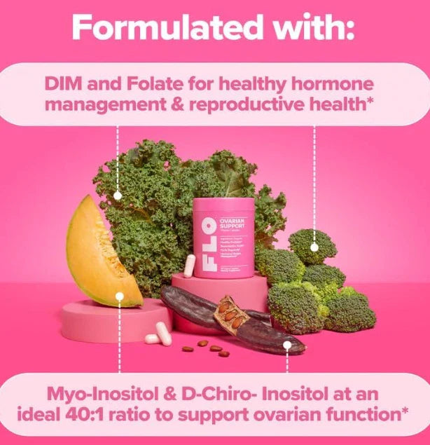 FLO Ovarian Support Vitamin 90 Vegan Capsules Dietary Supplement Hormone Balance