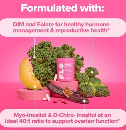 FLO Ovarian Support Vitamin 90 Vegan Capsules Dietary Supplement Hormone Balance