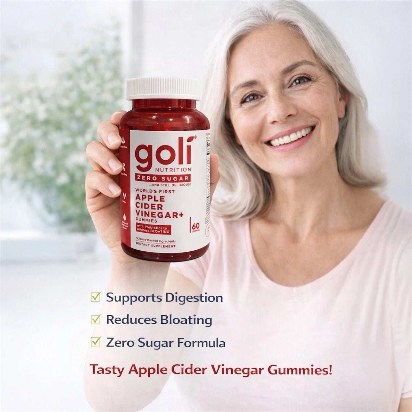 Goli Apple Cider Vinegar Gummies Zero Sugar w/ Probiotics 60 Gummies-NEW!!!