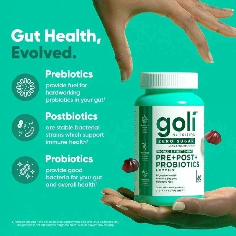 3 Bottles Goli Zero Sugar Best Seller Trio Set Gummies, 60 Counts Per Bottle
